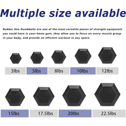 Hex Dumbbell Rubber Encased Dumbbell Strength Training Hex Dumbbell, Hand Weight for Workout & Exercise