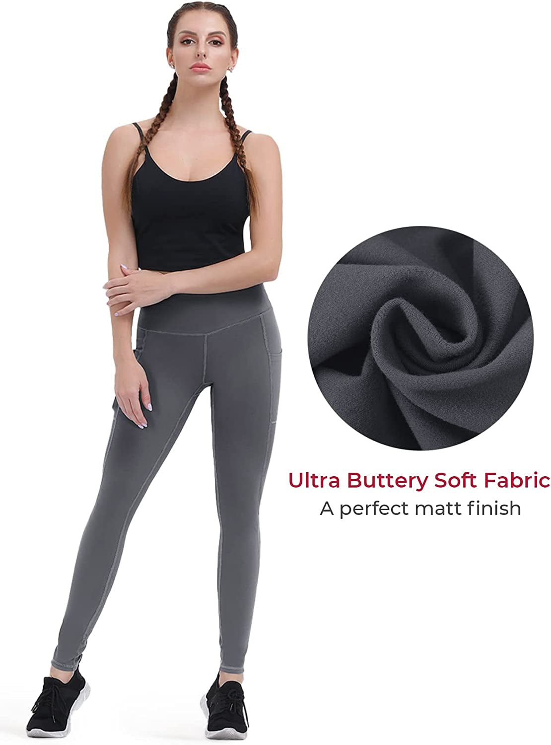 "Ultimate Anti-Nail Leggings for Women: Non-See-Through Yoga Pants with Convenient Phone Pockets & Tummy Control - Perfect Full-Length/Capri Tights!"