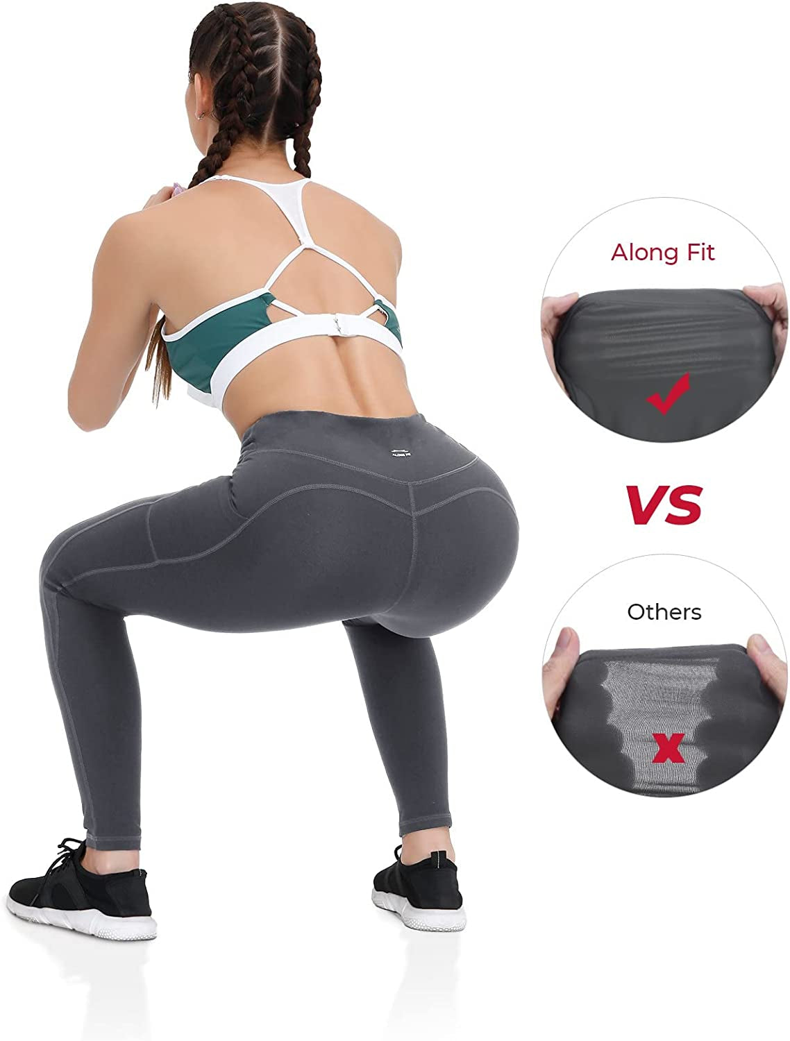"Ultimate Anti-Nail Leggings for Women: Non-See-Through Yoga Pants with Convenient Phone Pockets & Tummy Control - Perfect Full-Length/Capri Tights!"