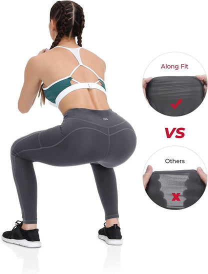 "Ultimate Anti-Nail Leggings for Women: Non-See-Through Yoga Pants with Convenient Phone Pockets & Tummy Control - Perfect Full-Length/Capri Tights!"